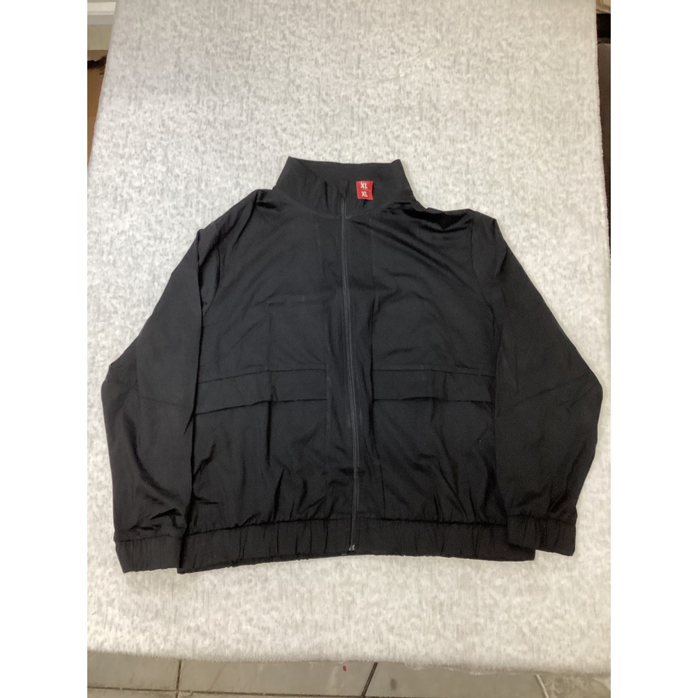 Members Mark Womens Travel Jacket Black Full Zip Mock Neck XL Recycle Nylon NWOT